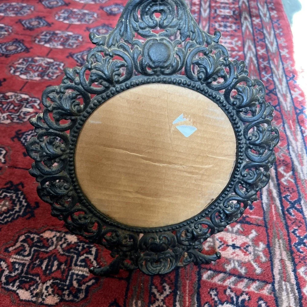 Antique EMIG Cast Iron Frame Dixie Pattern Heavy Ornate Victorian Oval Black